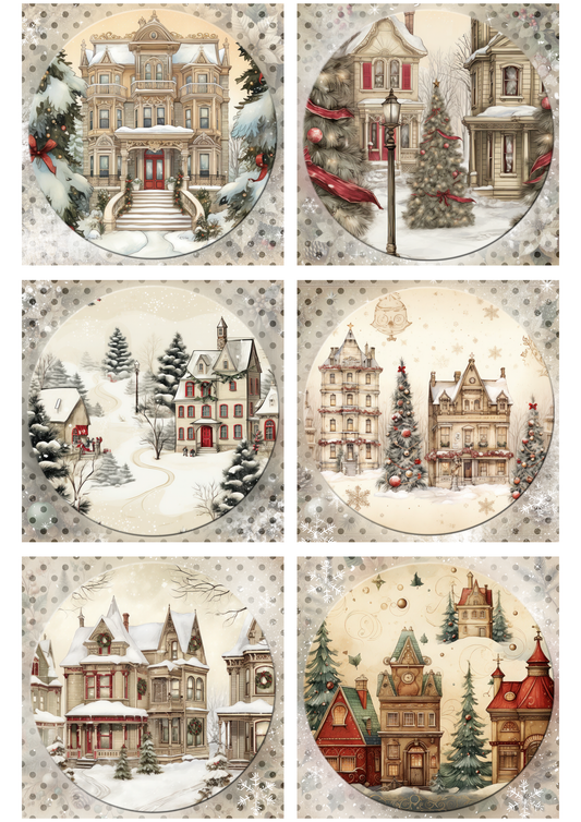Decoupage Queen - Iveta Ziedina, Christmas House 6 Pack A4 & A3 Rice Paper