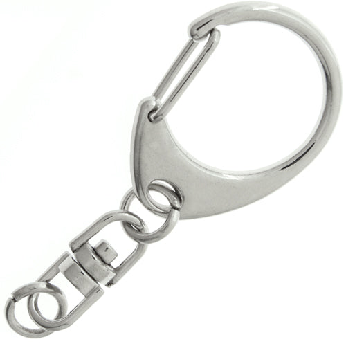 Key Holder w Spring & Swivel 32mm Nickel 100pcs