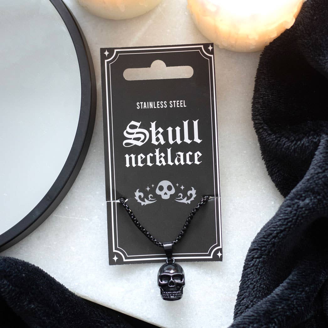 Something Different : Black Stainless Steel Skull Necklace