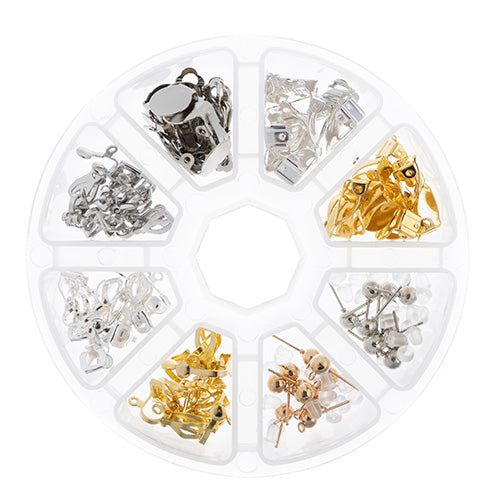 Findings - Assortment Round 8 Slots Earring Mix 80 Pieces