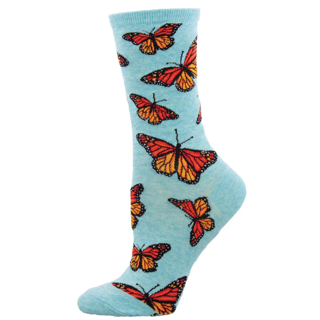 Ladies Social Butterfly Hemp Heather Crew