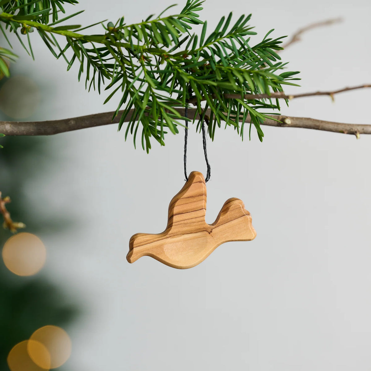 OLIVE WOOD DOVE ORNAMENT