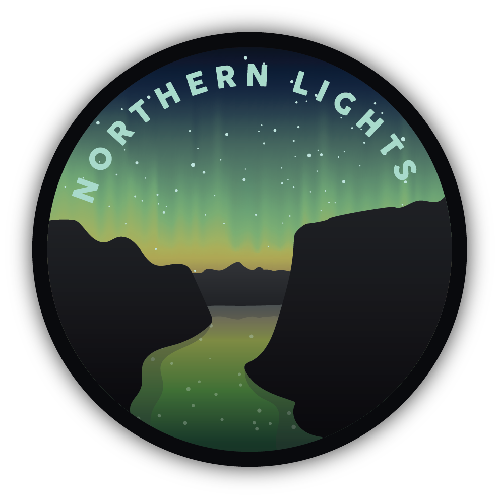 Northen Lights Scene Circle Stickers