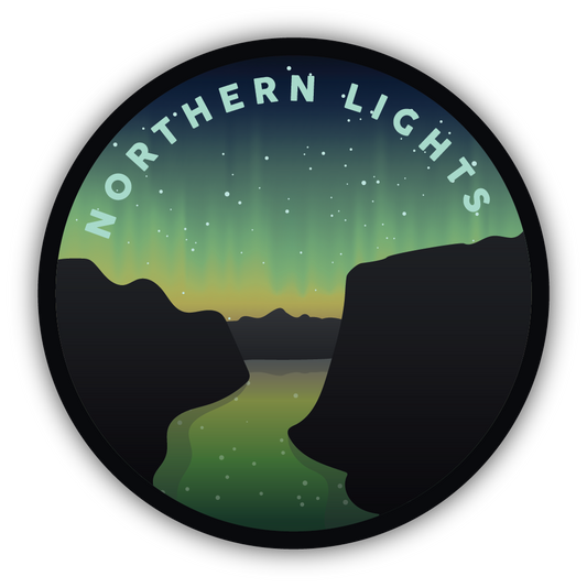 Northen Lights Scene Circle Stickers