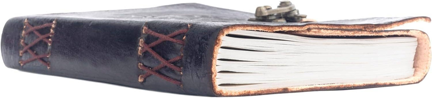 Leather Journal Diary Skull Vintage Antique Handmade Notebook Sketchpad Notepad Gift for Men Women 7X5 Inches Brown