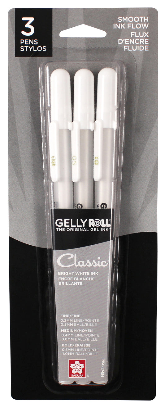 Gelly Roll : Classic Bright White Pens 3 Pcs