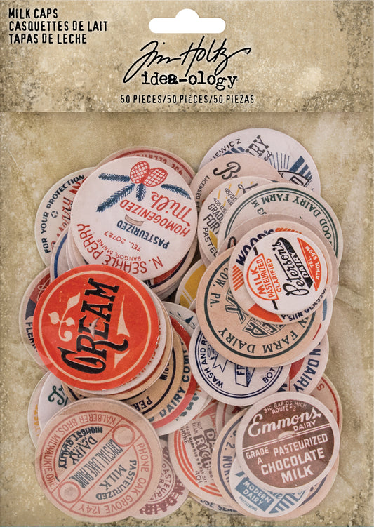 Tim Holtz Idealogy Milk Caps  50 pieces