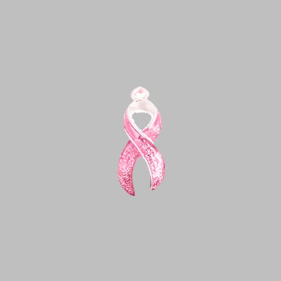 Red Cancer Curved Ribbon Charm