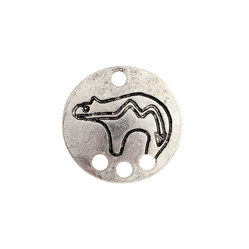 Pendant - Animal Shield - 4 Holes Antique Sliver