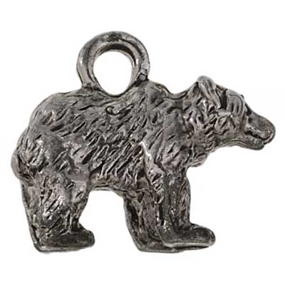 Pendant - Bear : Antique Sliver - 10 Pack