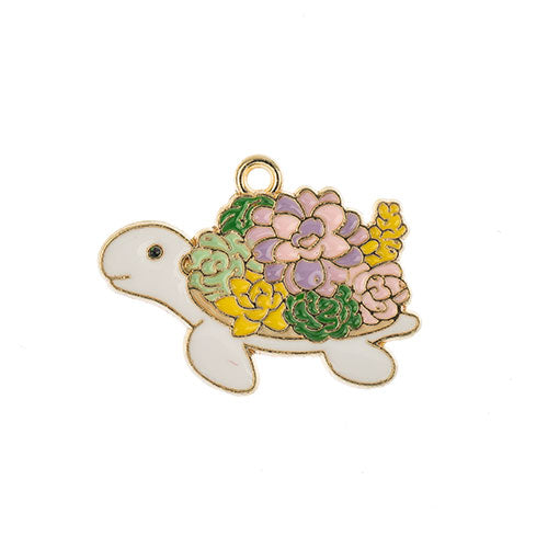 Sweet & Petite Charms - Turtle w/ Flowers  5pcs