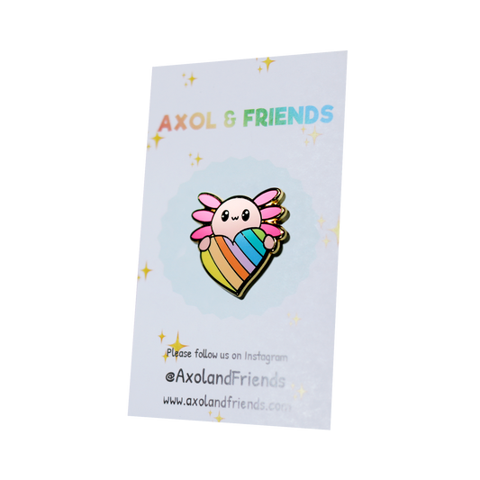 Axol & Friends - Axol the Axolotl Holding a Rainbow Heart