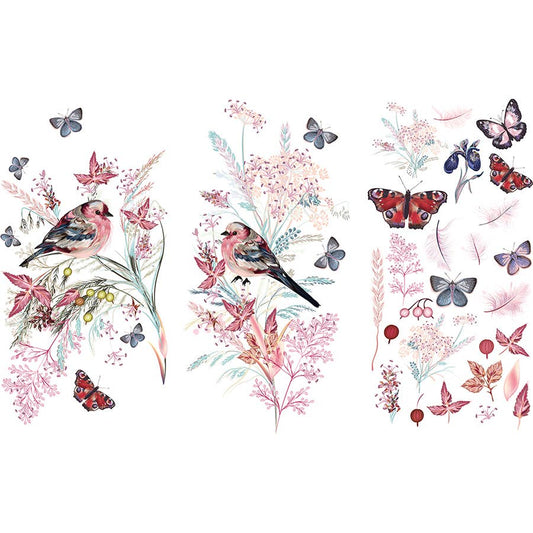 Hokus Pokus - Decor Transfer - Large Cut Into 3 Sheets - Oiseau Rose 35x24"
