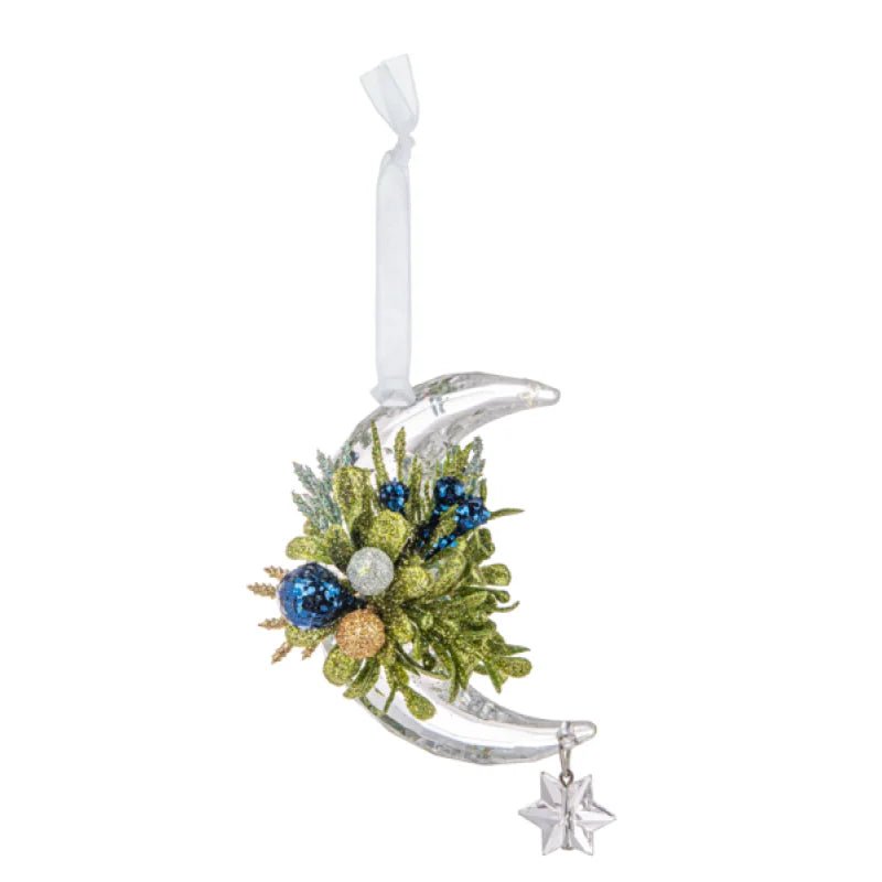 Mistletoe Cresent Moon Ornament