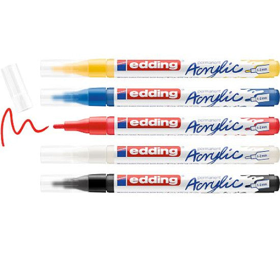 Edding Acrylic Markers 5300 Set of 5 1-2mm - Basic Colours