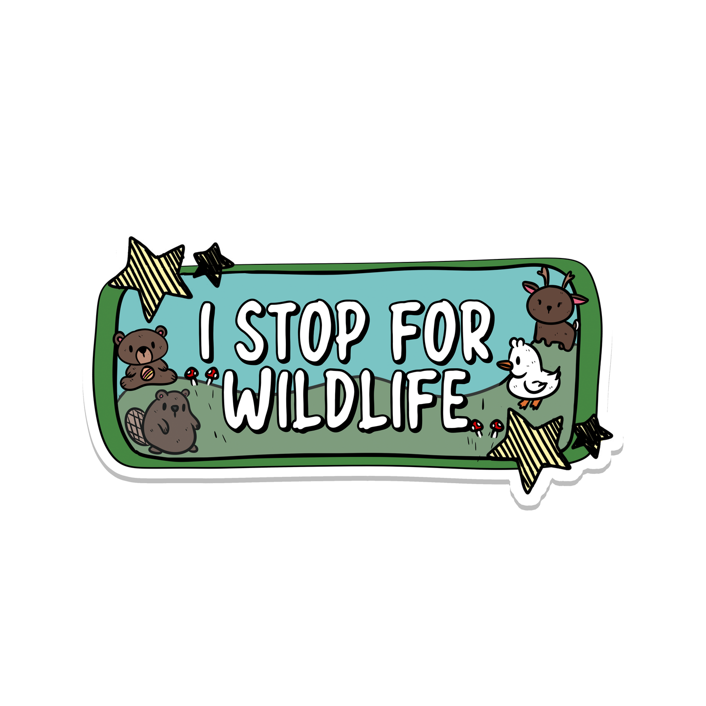 Rebel and Siren - I Stop for Wildlife | Animals | Cute | Bumper Sticker | 8"