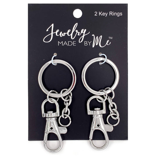 Jewelry Made by Me : Key Rings with Lobster Hook and Chain, Silver 2pc