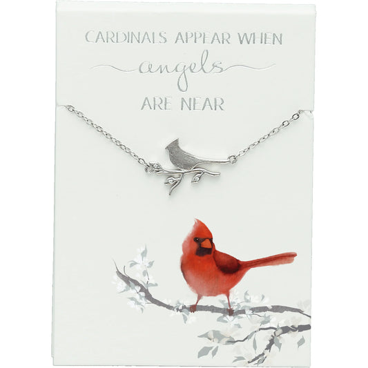 Cardinals Appear Silver Plated Necklace w/ Cubic Zirconia Stones 16.5-18.5"