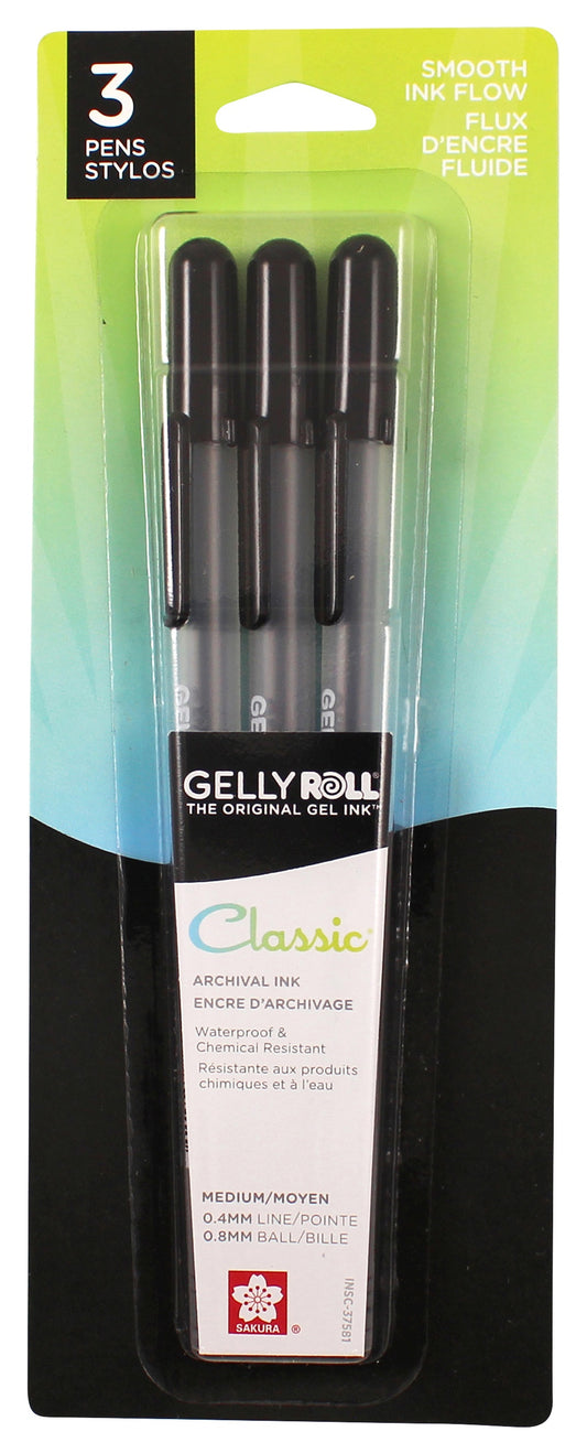 Gelly Roll : Classic Black Pens .4 mm 3 Pcs