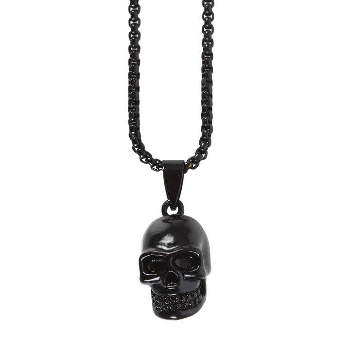 Something Different : Black Stainless Steel Skull Necklace