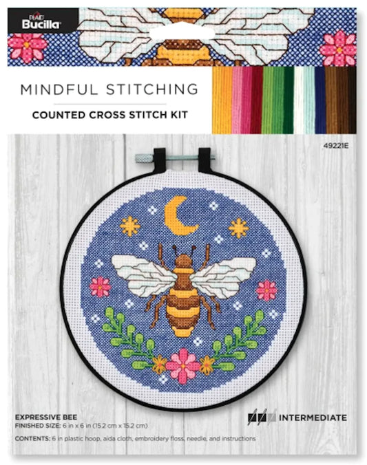 Bucilla Mindful Counted Cross Stitch Kit 6" Round Expressive