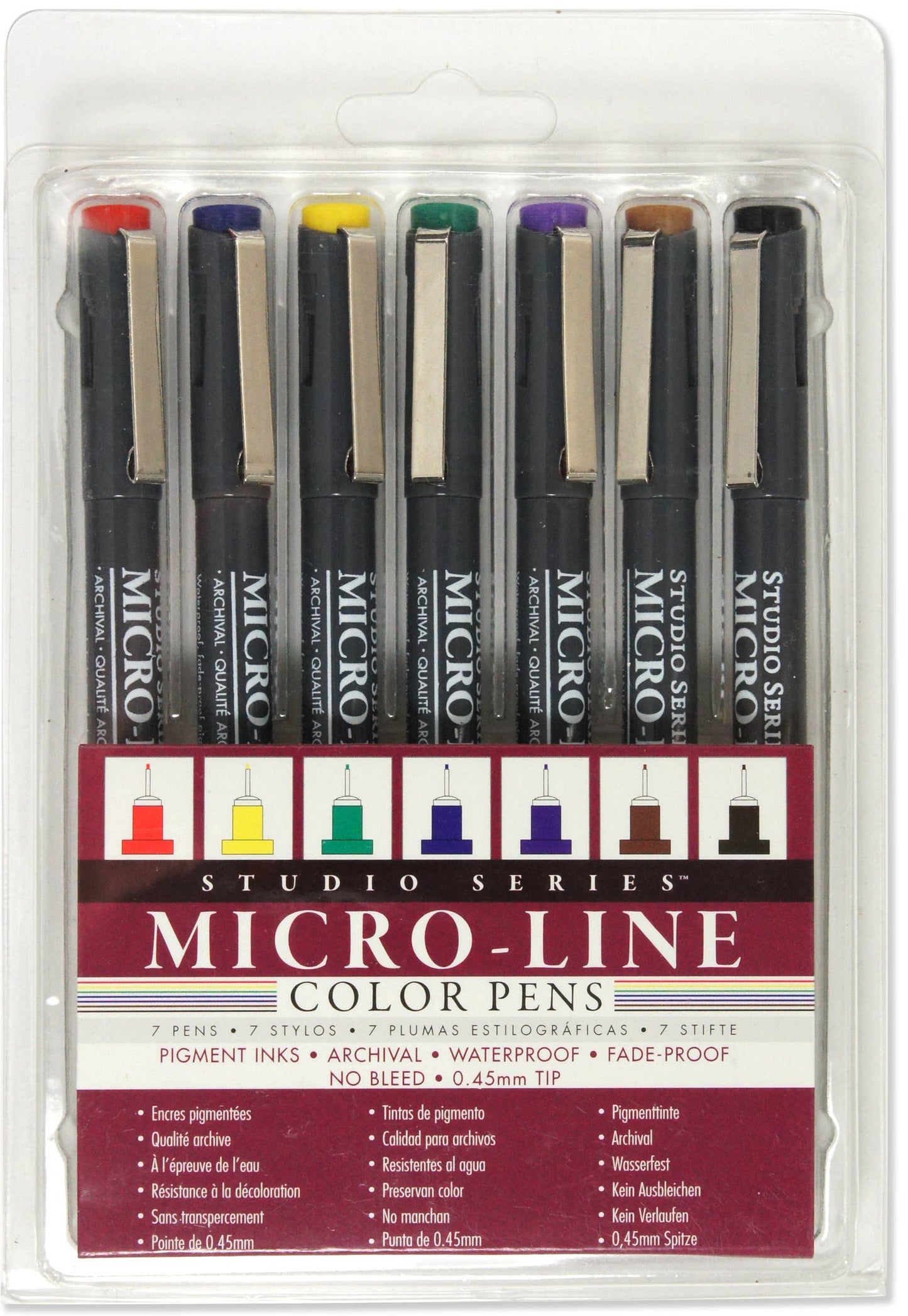 Peter Pauper Press - Studio Series Colored Micro-Line Pen Set (Set of 7)