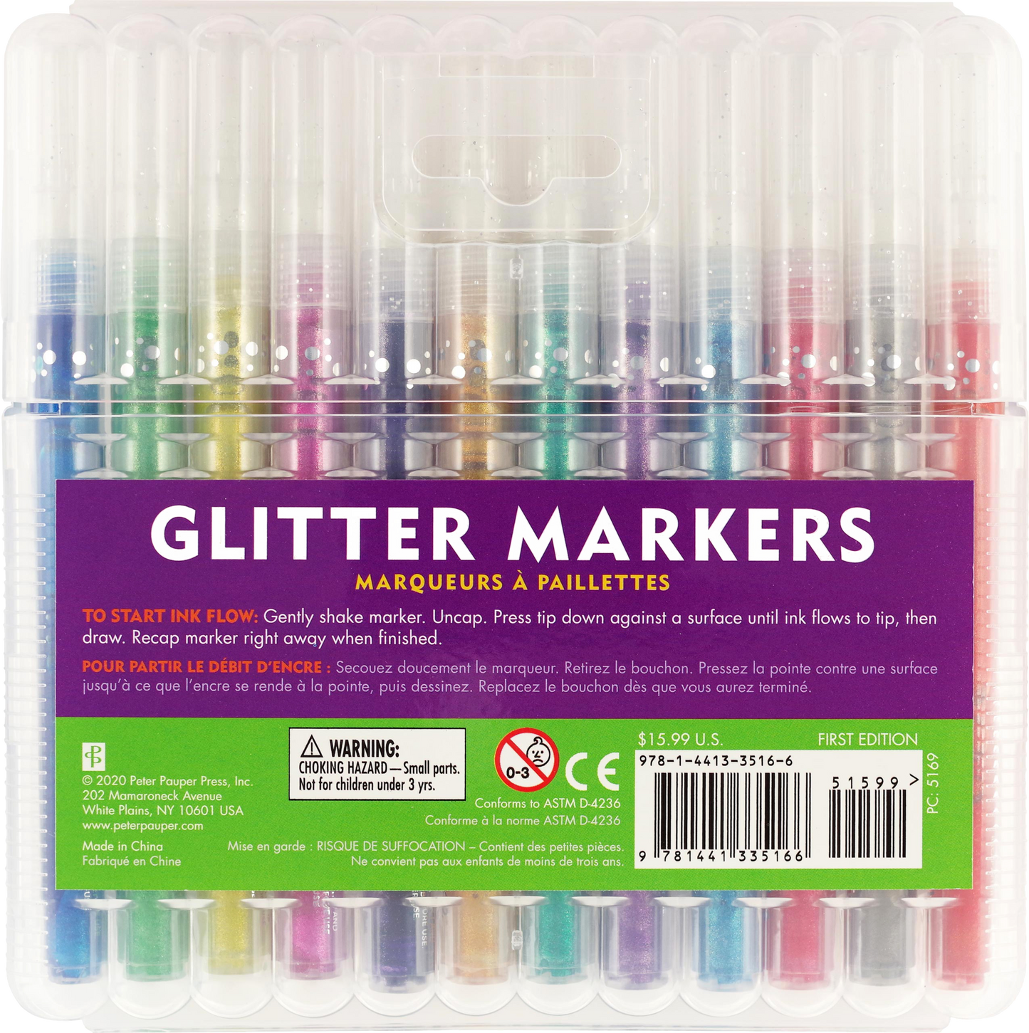 Peter Pauper Press - Studio Series Glitter Markers (Set of 12)