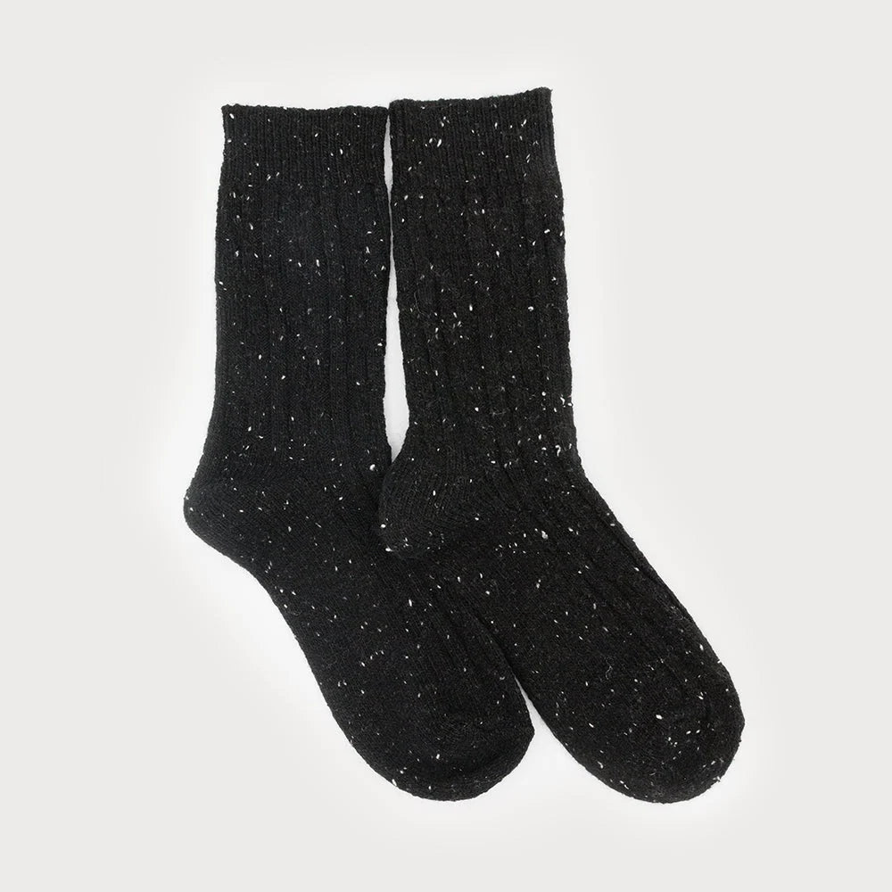 Warm Cable Knit Socks Black Confetti