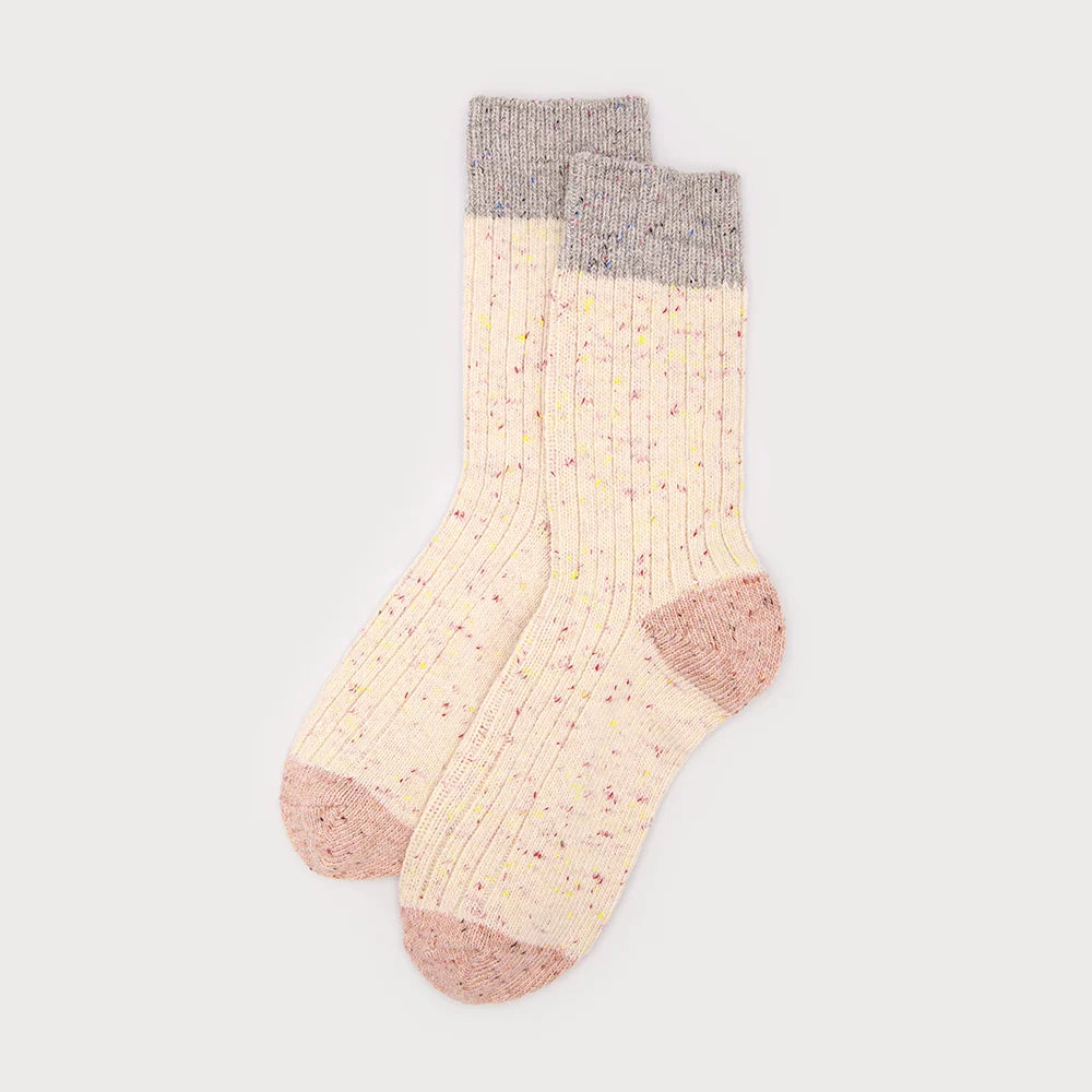 Colour Block Ribbed Socks Confetti Pink
