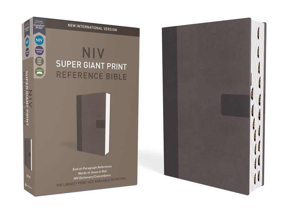 NIV Super Giant Print Reference Bible - Grey Soft Leather
