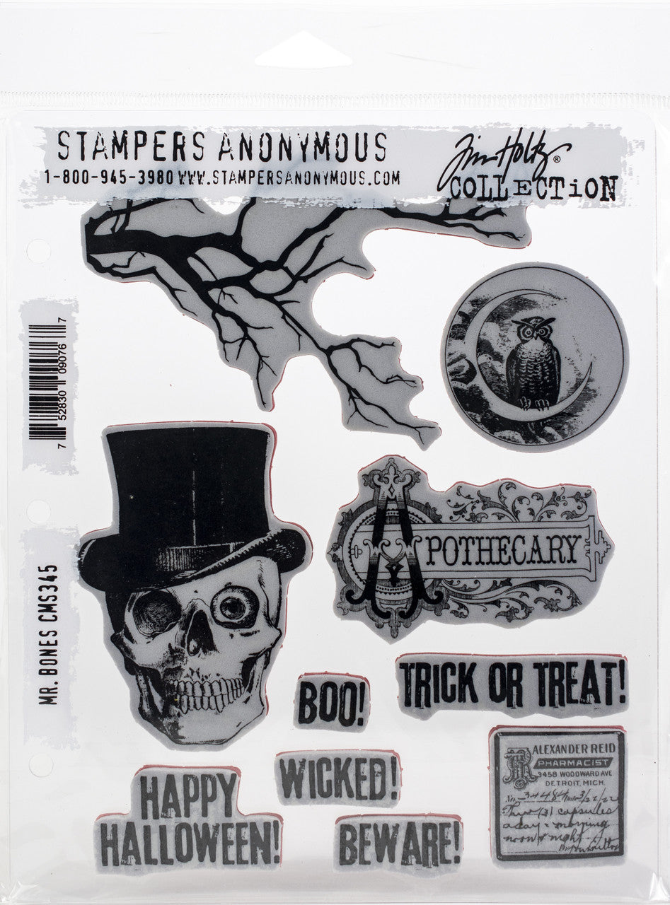 Stampers Anonymous & Tim Holtz : Cling Mounted Rubber Stamp Set - Mr. Bones