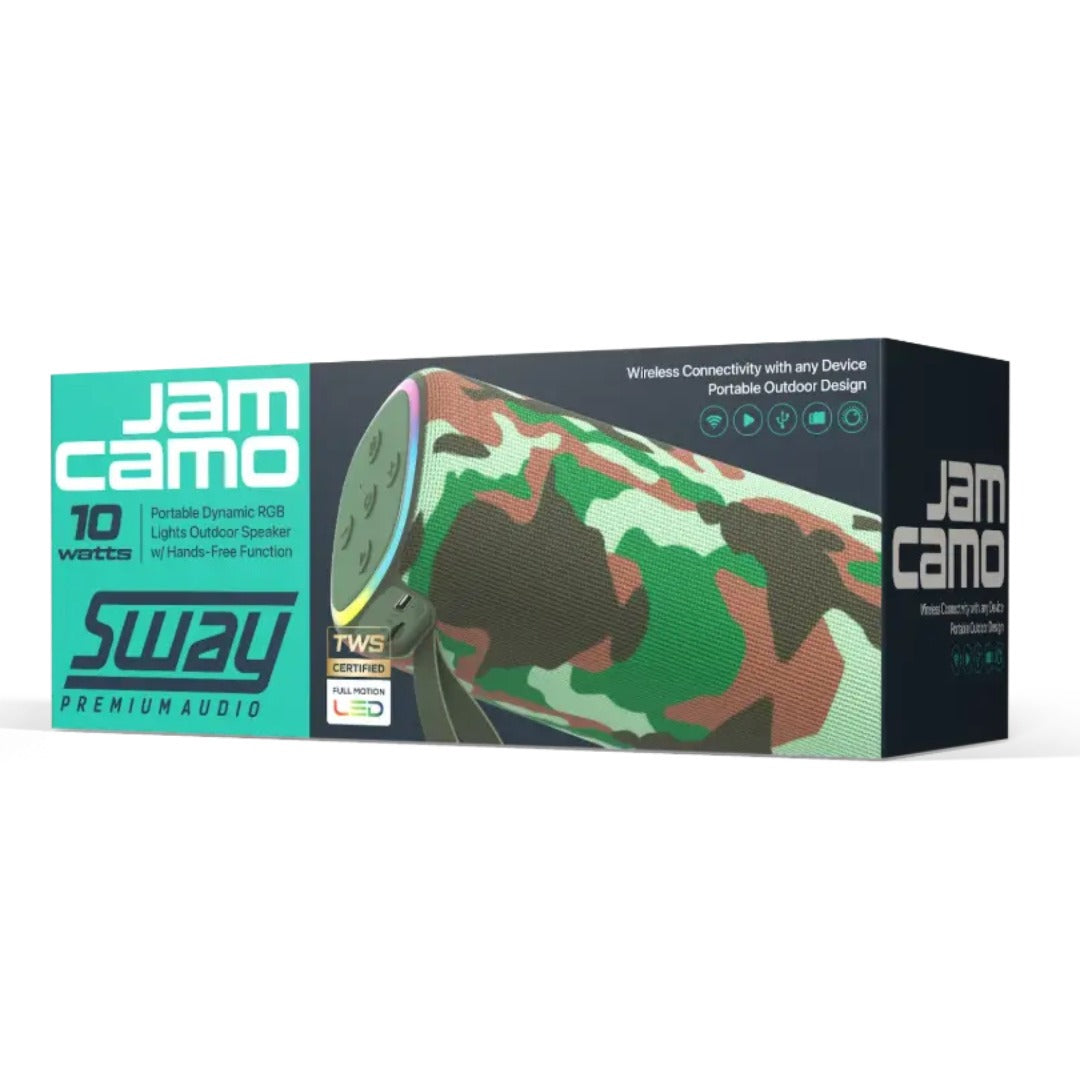 SWAY JAM 10WATT PORTABLE BLUETOOTH SPEAKER WITH LED LIGHTS-CAMO