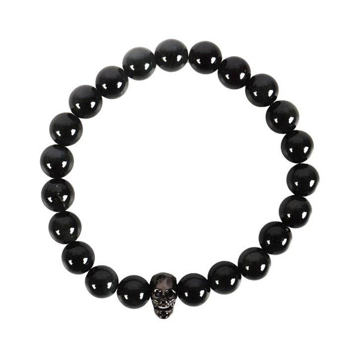 Something Different : Black Obsidian Skull Bracelet