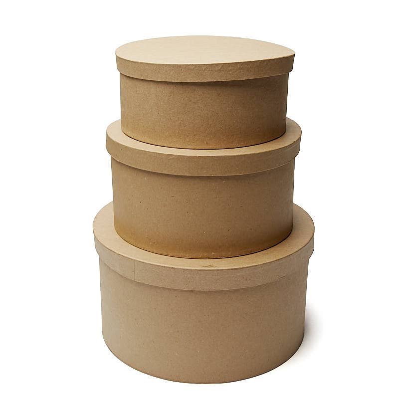 Factory Direct Craft - Premade 3-Piece Paper Mache Round Nested Box Set