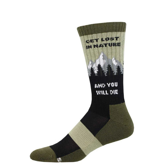 Mens Compass Wool Get Lost In Nature Green Socks