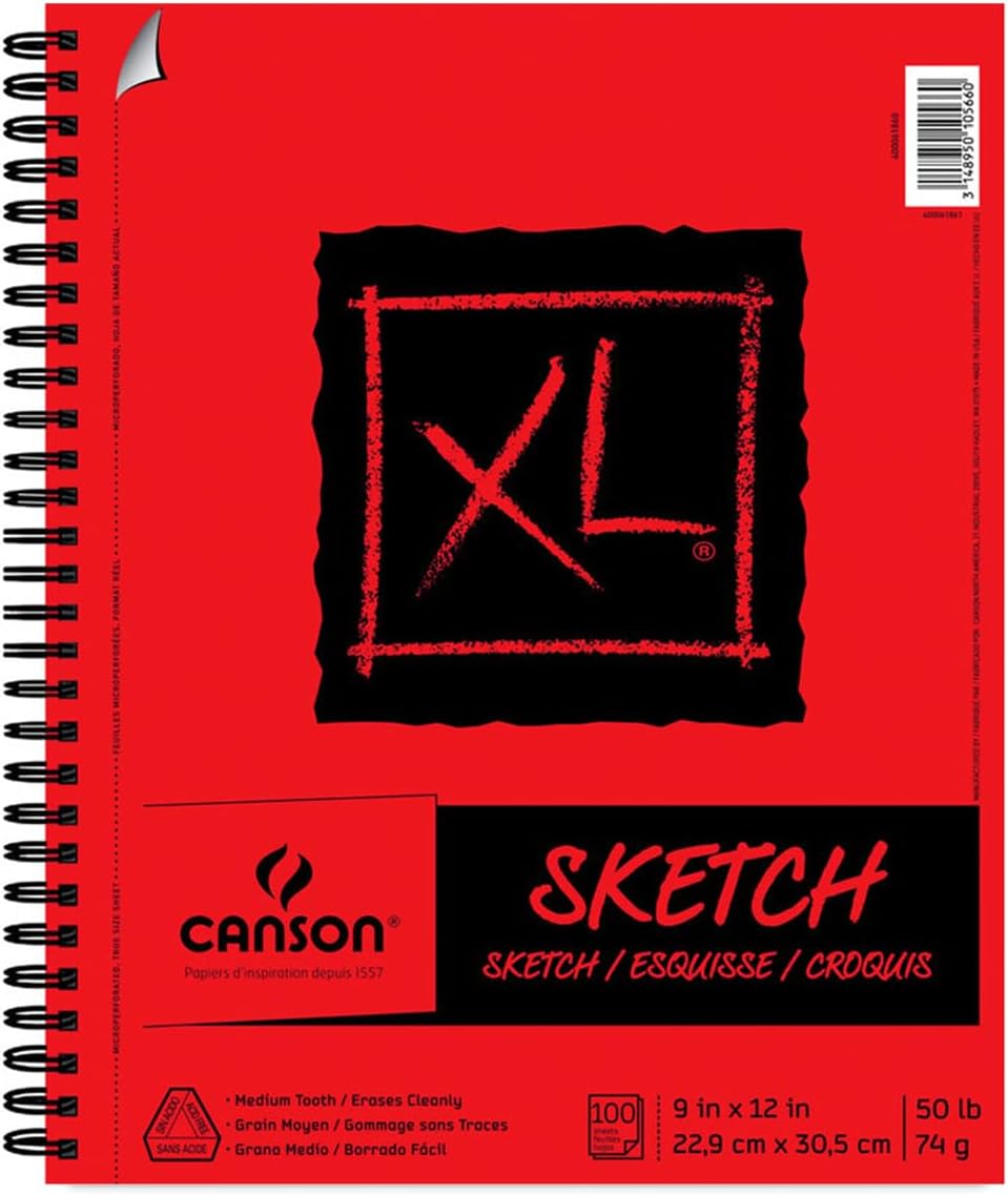 Canson XL Sketch Pad - 9x12" Wirebound Side, 100 Sheets