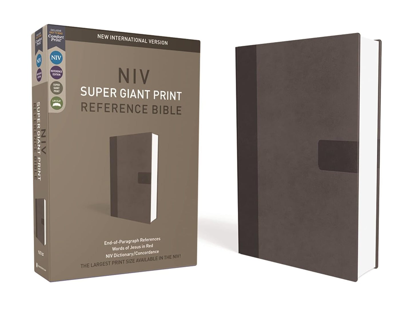 NIV Super Giant Print Reference Bible - Grey Soft Leather