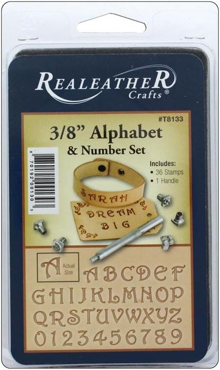 Realeather Fancy Alphabet & Number Stamp Set 3/8"