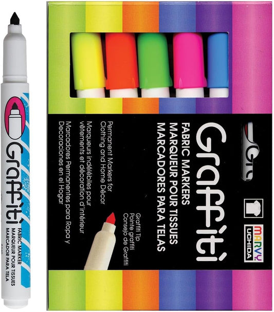 MARVY GRAFFITI FABRIC MARKER SET FLOURESCENT