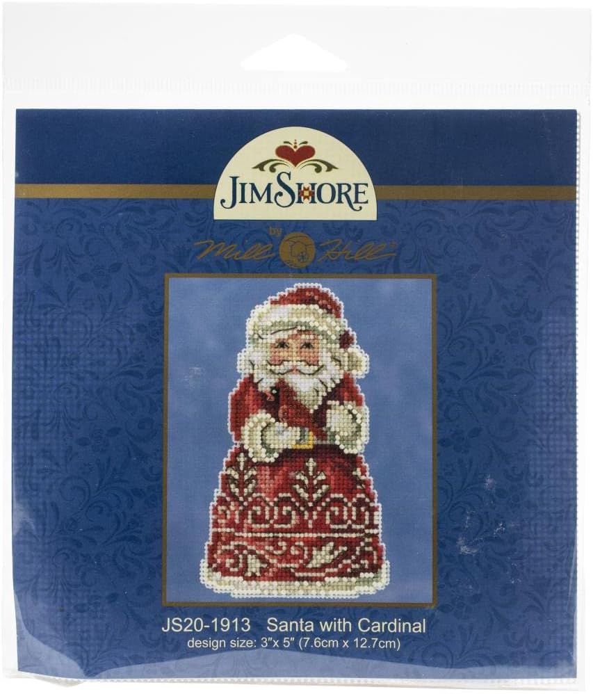Jim Shore Santa With Cardinal Cross Stitch Kit