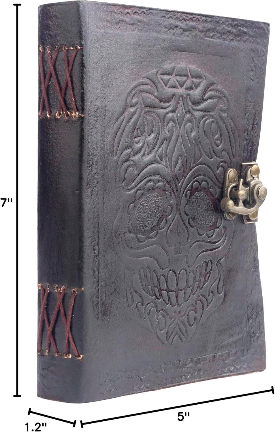 Leather Journal Diary Skull Vintage Antique Handmade Notebook Sketchpad Notepad Gift for Men Women 7X5 Inches Brown
