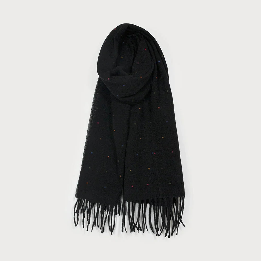 Warm Mini Colouful Dots Black Scarf