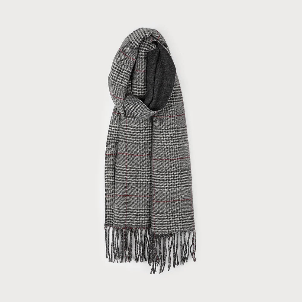 Soft & Warm Prince of Whales Plaid Scarf Black
