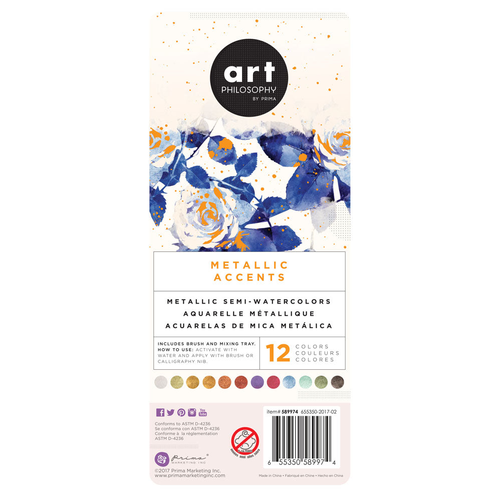 Art Philosophy - Watercolour Metallic Accents Pallets - Colour Variety