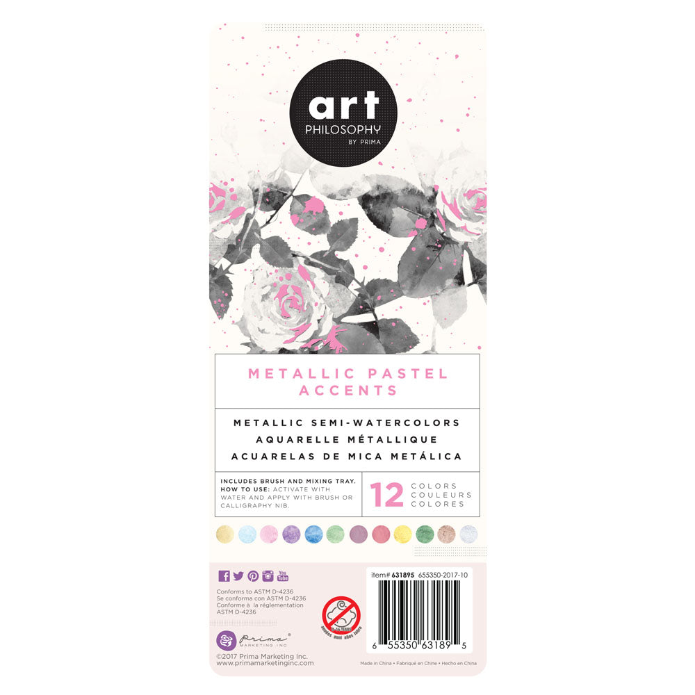Art Philosophy - Watercolour Metallic Accents Pallets - Colour Variety