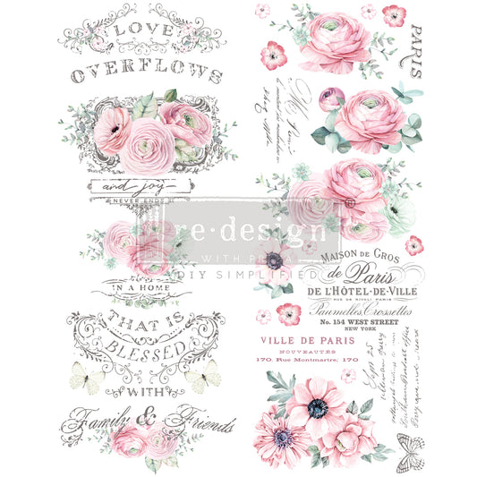 Re-Design With Prima®  Decor Transfer - Overflowing Love  24x35"