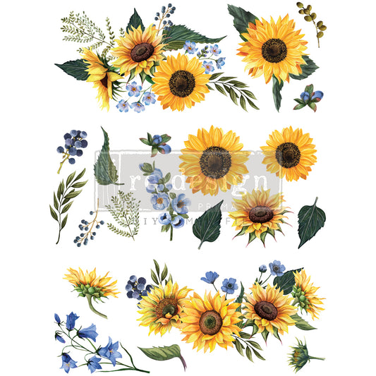 Re-Design With Prima® Decor Transfers - Sunflower Fields - 24x35"