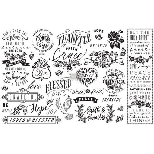 Re-Design With Prima®  Decoupage Decor Tissue Paper - Thankful & Blessed -19x30"