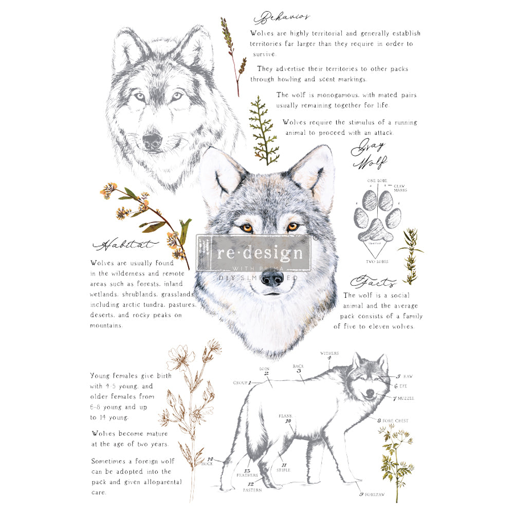 Re-Design With Prima® Decor Transfers - Grey Wolf - 24x35"