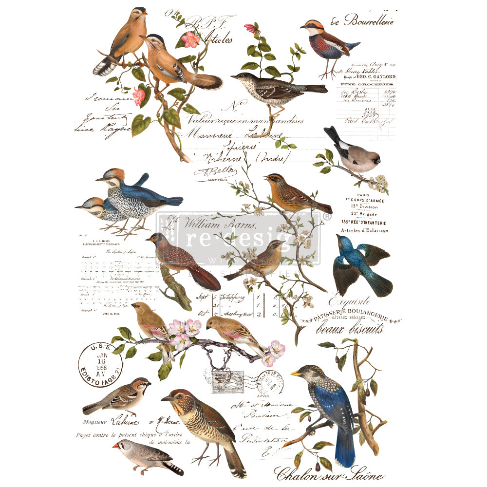 Re-Design With Prima® Decor Transfers - Postal Birds - 24x35"